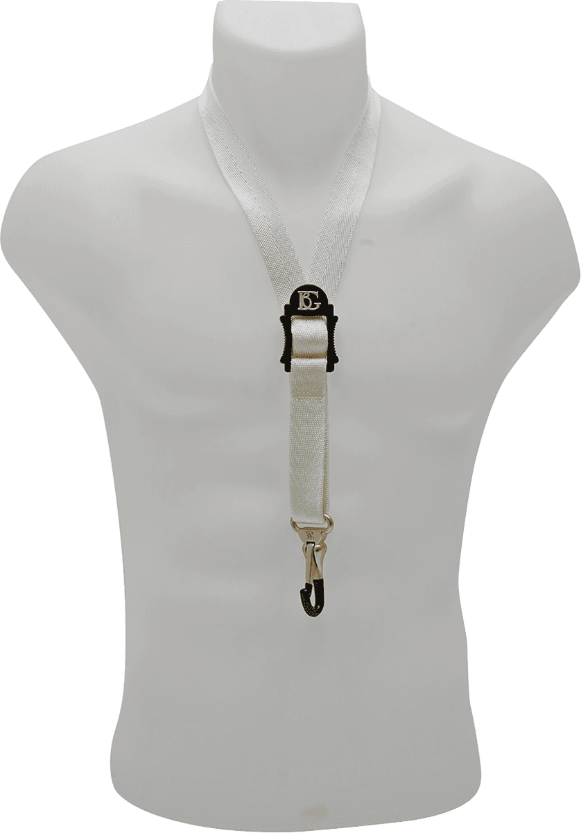 Strap standard blanc for sax - metal snap hook