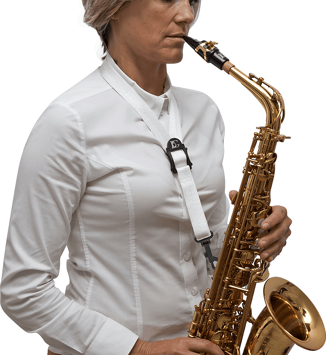 White standard cord for sax - carabiner