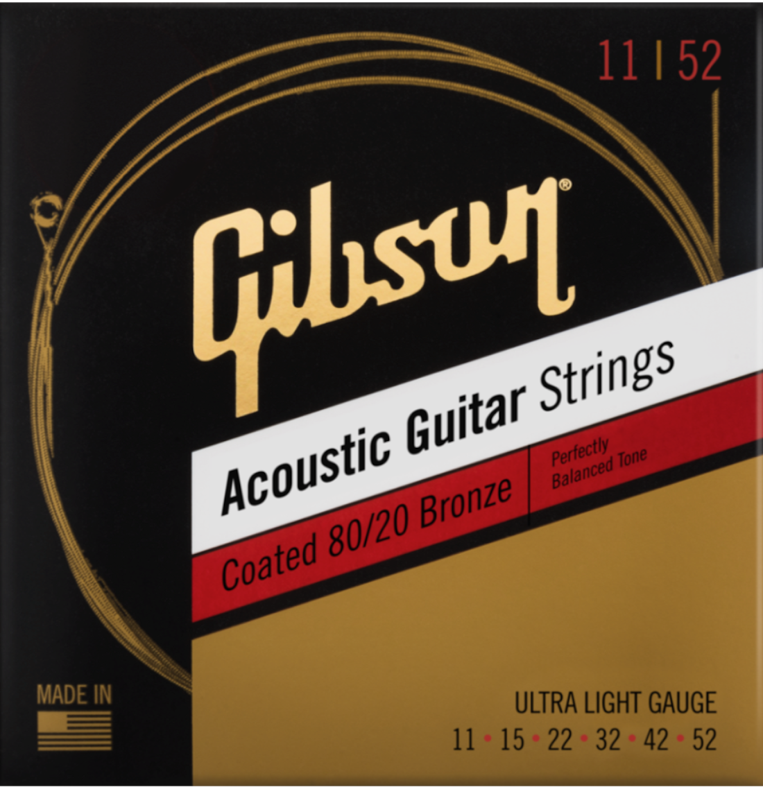 11-52 Coated 80/20 Bronze Acoustic Guitar Strings Ultra-Light